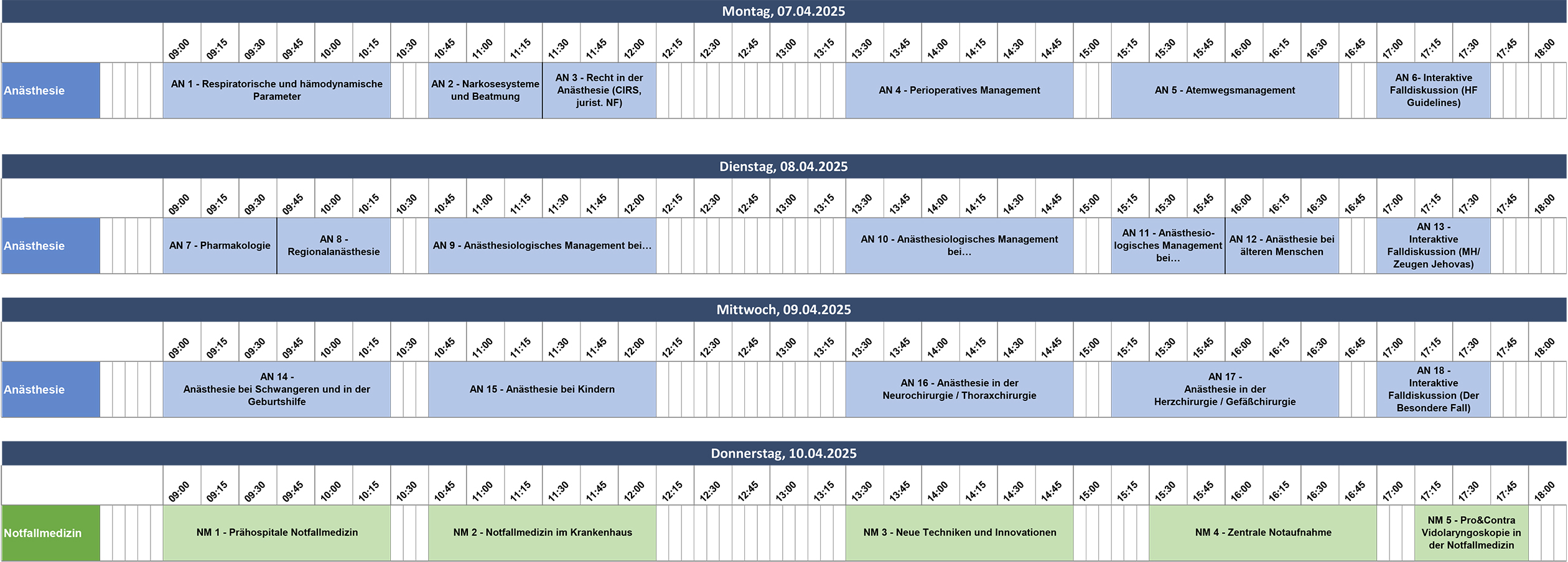 Timetable